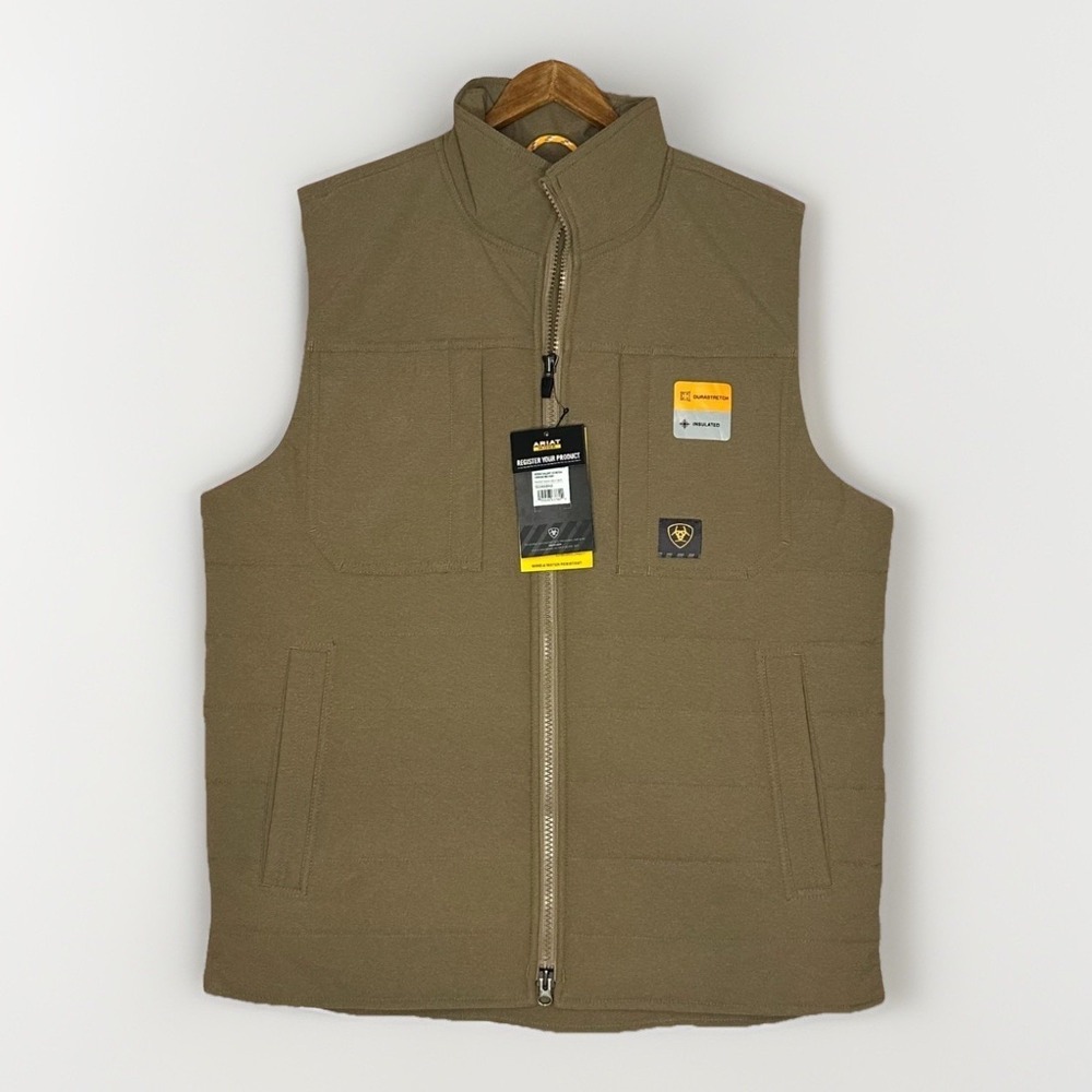 New Ariat Rebar Valiant Stretch Canvas Insulated Vest Brown Workwear Western